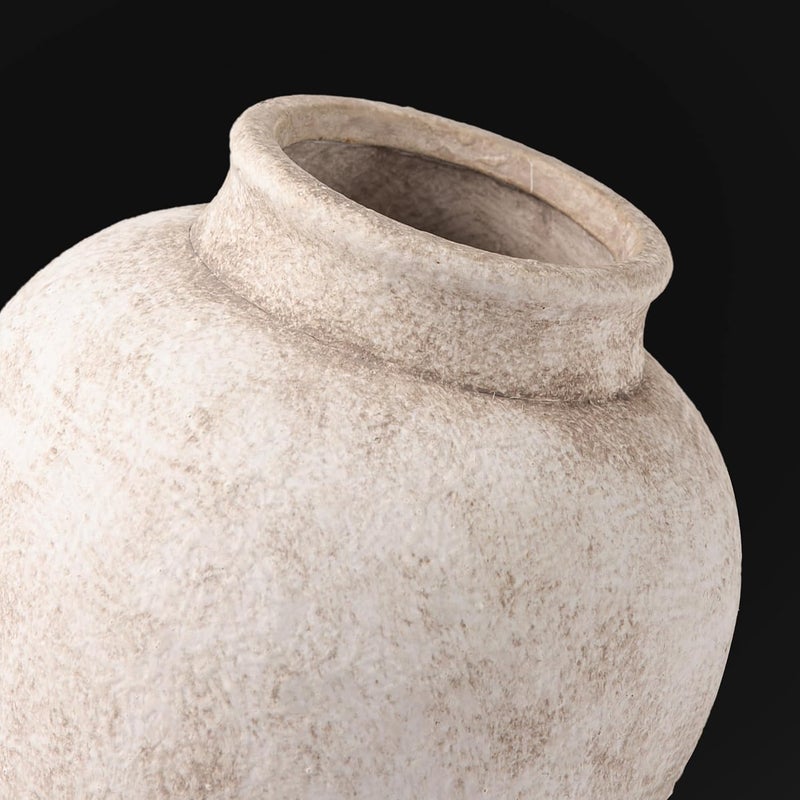 ooit Ceramic Flower Vase, 6.7 Inch White Rustic Farmhouse Decorative Vase Pottery Pampas Grass Vases for Home Decor Table Living Room Entryway Mantel Bookshelf Bedroom Bathroom Kitchen - Rustic White - Image 4